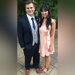 Leslie Fay Women’s Pink Ruffle Sleeveless Dress Sz 12